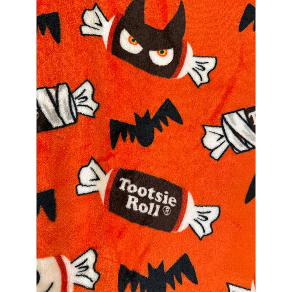 Tootsie Roll Halloween‎ Throw Blanket 60"x70 Orange Candy Bats PlushSpiders Soft